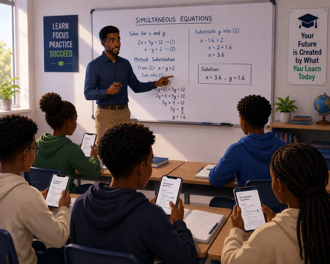 Teacher leading a lesson with students following along on their devices